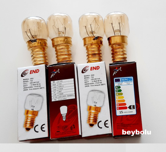 15 Watt Fırın Ampul 300 DERECE SICAKLIĞA DAYANIKLI Fırın Ampül 4 ADET 220 VOLT - 1