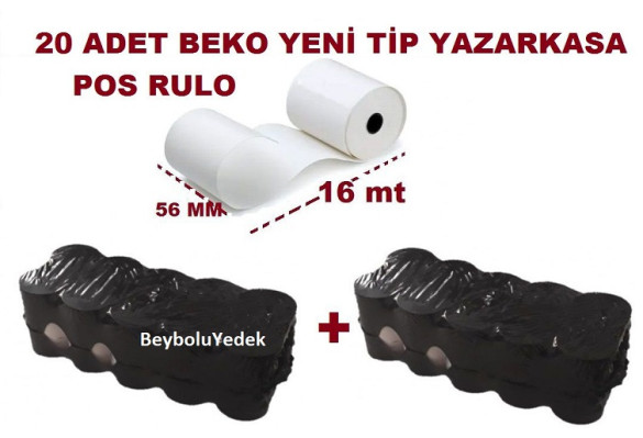  20 Li Beko Yazar Kasa POS RULO , Beko YENİ NESİL YAZARKASA RULOSU 56 MM X 16 M - 0