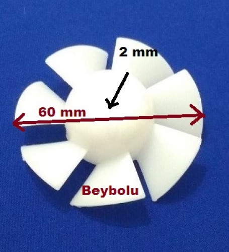 7 Kanat Pervane Saç Kurutma Pervanesi Çap 60 MM Mil Yuvası 2 MM - 0