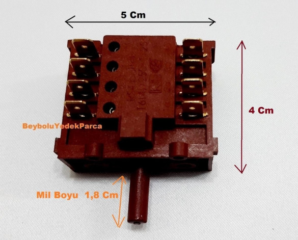 Ankastre Fırın Şalter 8 uçlu 4+4 Şartel Kademe Şarter Düğme - 1