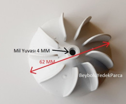 Arçelik Pervane Saç Kurutma Pervanesi 9 Kanat Çap 62 MM Mil Yuvası 4 MM