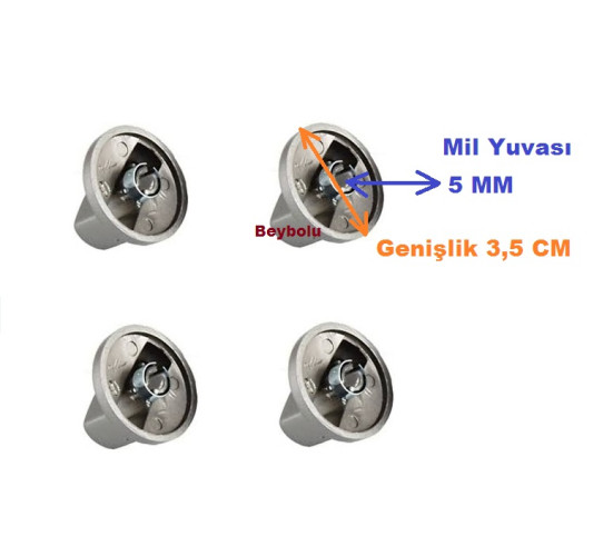 Bosch Uyumlu Ocak Düğmesi Gri Renk Set Üstü İçin 4 LÜ - 1