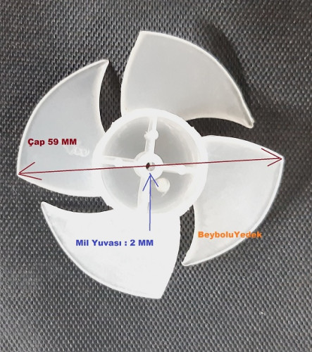 Felix Saç Kurutma Makinesi Pervanesi 4 Kanat Çap 59 MM Mil Yuvası 2 MM - 1