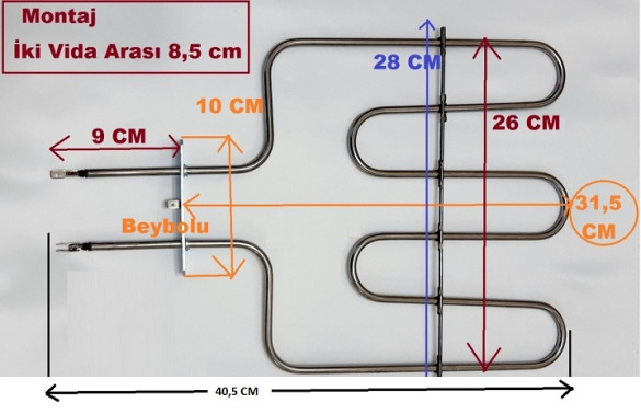 Dominox 1300 Watt Fırın Alt Rezistans , Dominox Fırın Rezistansı - 1