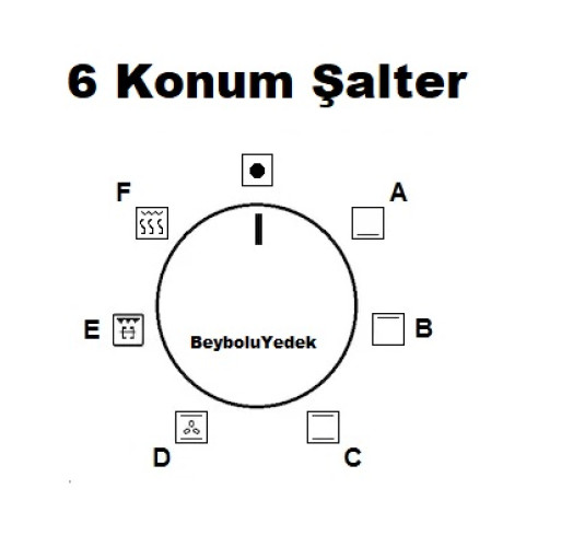 Kumtel Fırın Şalter 6 Konum + off 10 soket Kademe Anahtarı 5+5 - 2