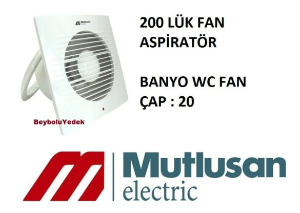 MUTLUSAN 200 LÜK ASPİRATÖR , BANYO WC DUVAR PENCERE FAN 26 CM X 26 CM - 1